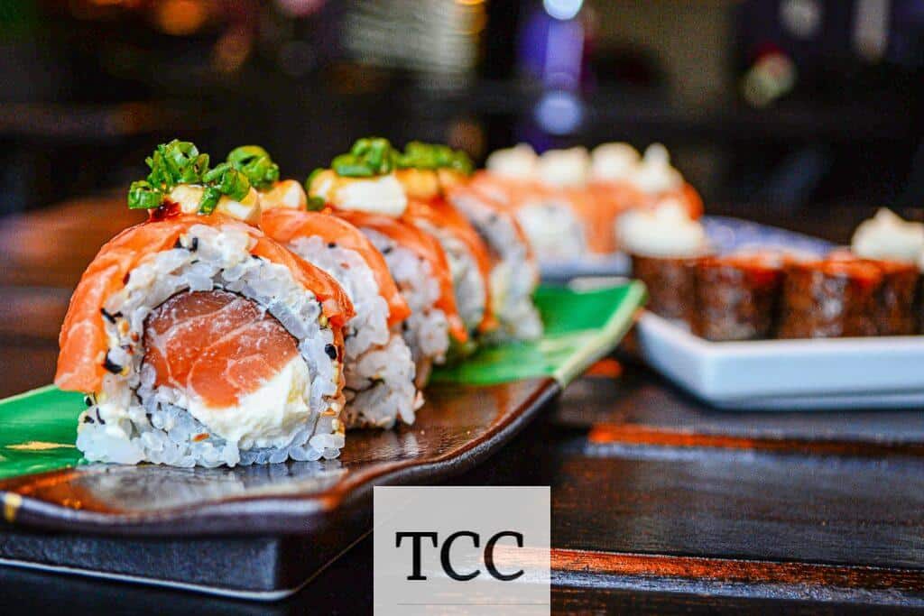 sushi on white ceramic plate